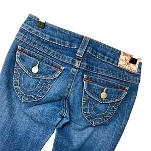 True Religion Billy Jeans Women's 26 USA 30 x 33 Flap Pockets Dark Wash Mid Rise